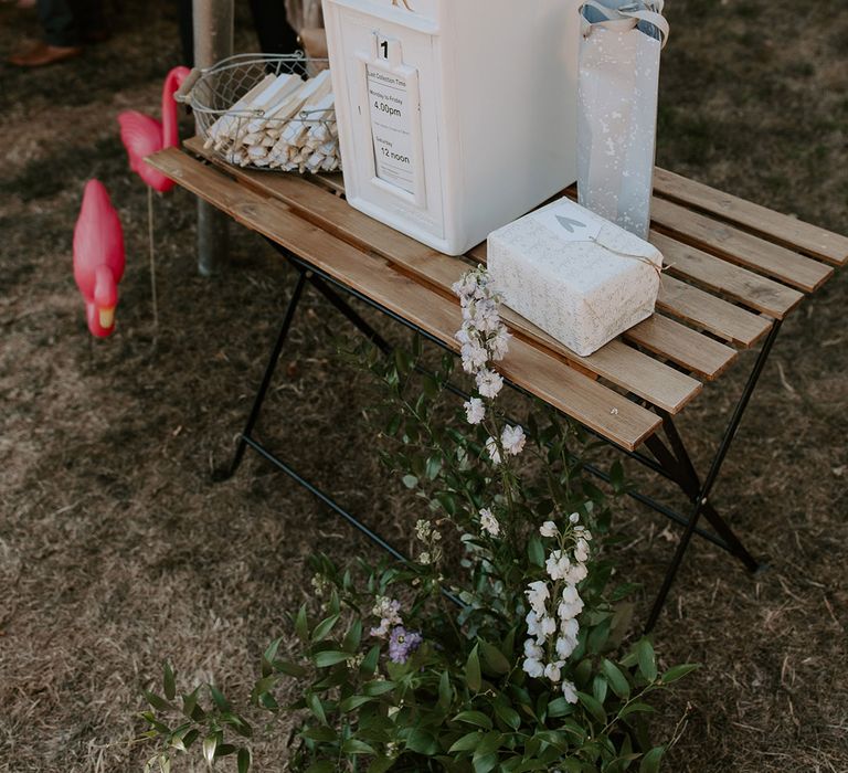 White painted wedding post box for the wedding cards 