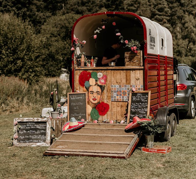 Mexican food truck serving the wedding food for laid back woodland wedding at Camp Katur in Yorkshire 