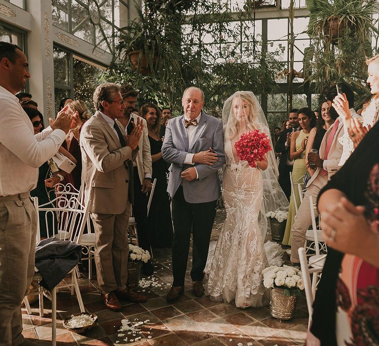 Wedding ceremony bridal entrance with the Father of The bride 