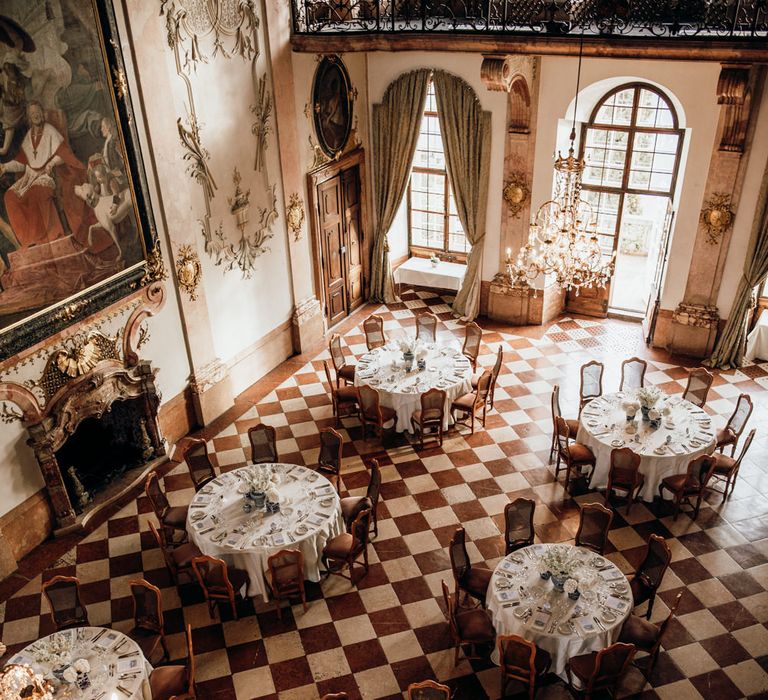 Intimate wedding reception in a castle in Salzburg, Austria