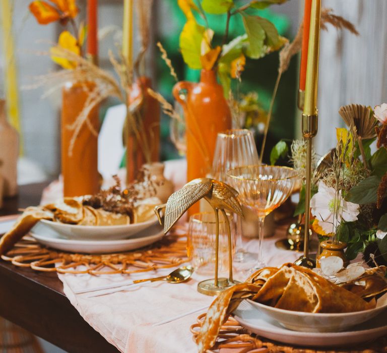 Autumnal and eco-friendly wedding tablescape