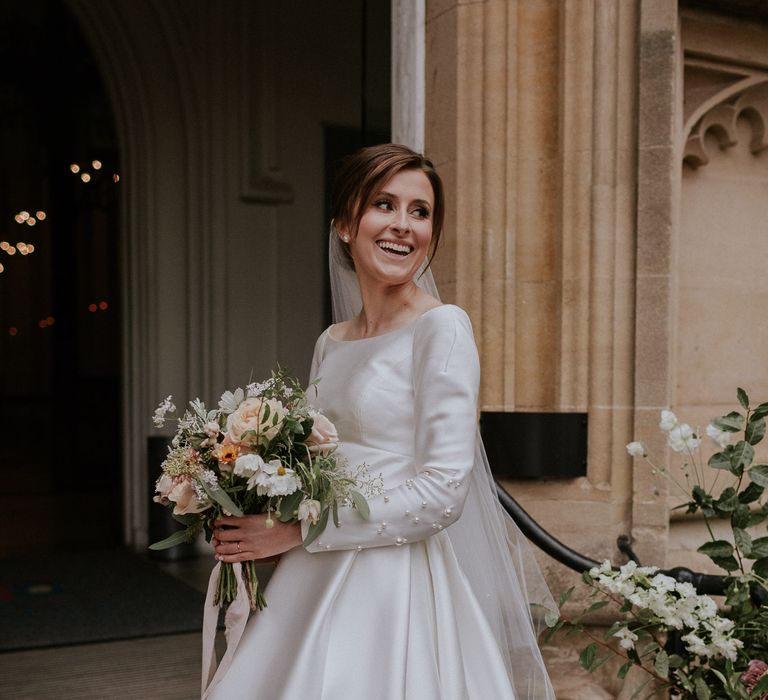 Happy bride on the day of her wedding