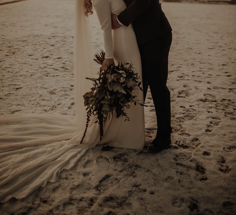 Bride and groom at Winter Eaves Hall wedding