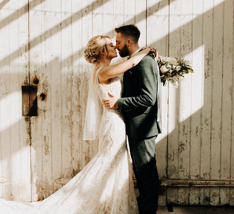 Bride and groom at Plas Dinam wedding venue