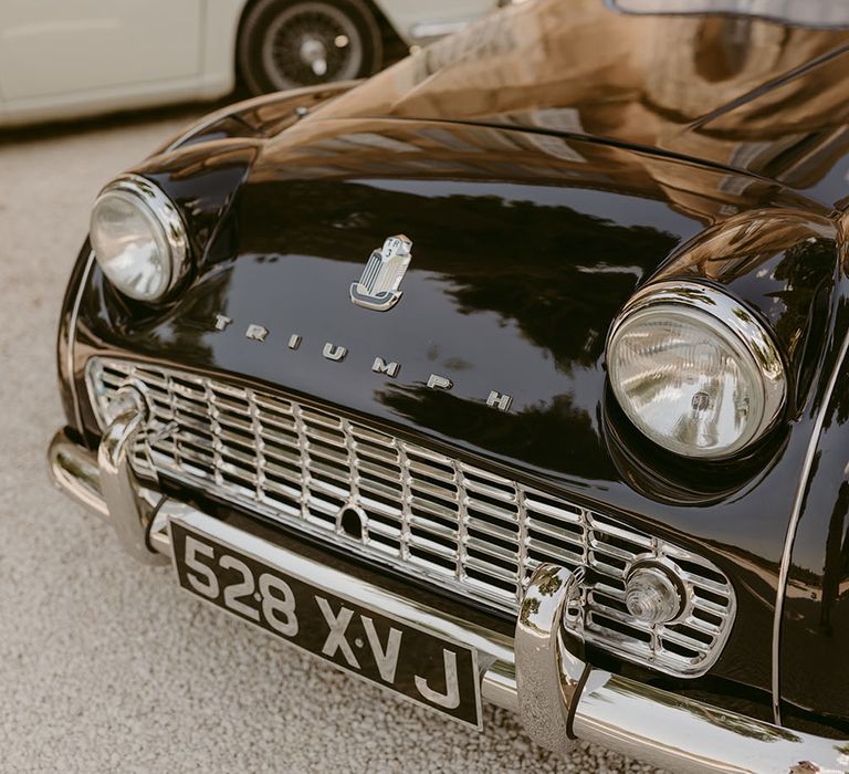 Black vintage car for South of France wedding