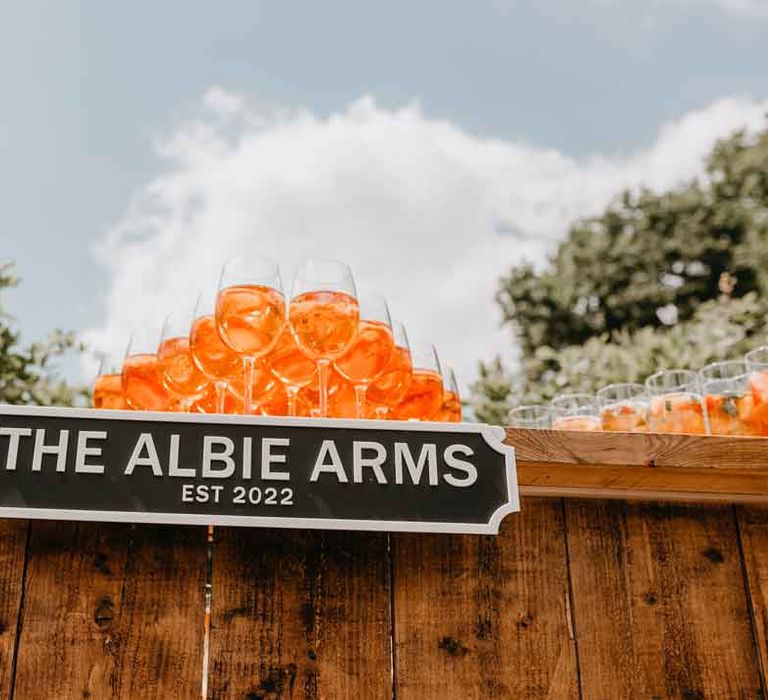 Aperol Spritz wedding cocktails at High Billinghurst Farm