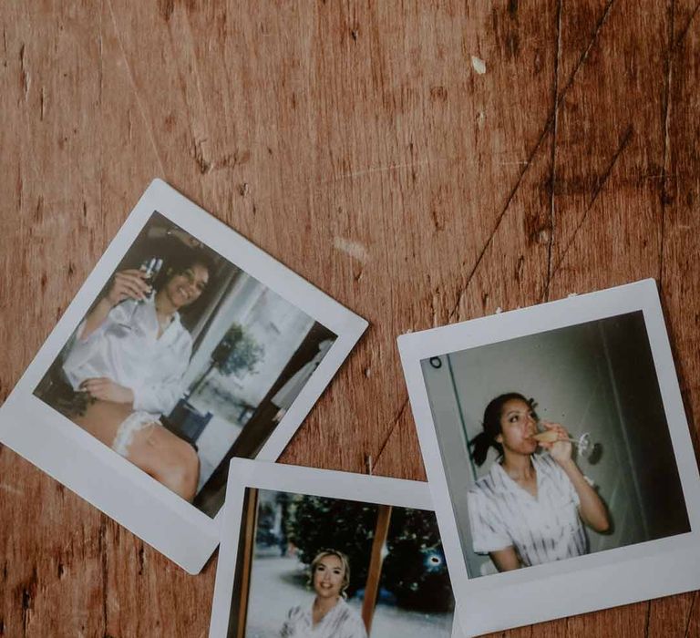 Bridal preparations wedding polaroids at Elmore Court Gloucestershire 