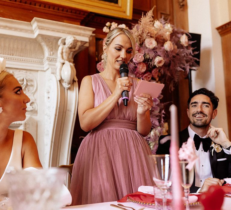 Maid of honour delivers a wedding speech 