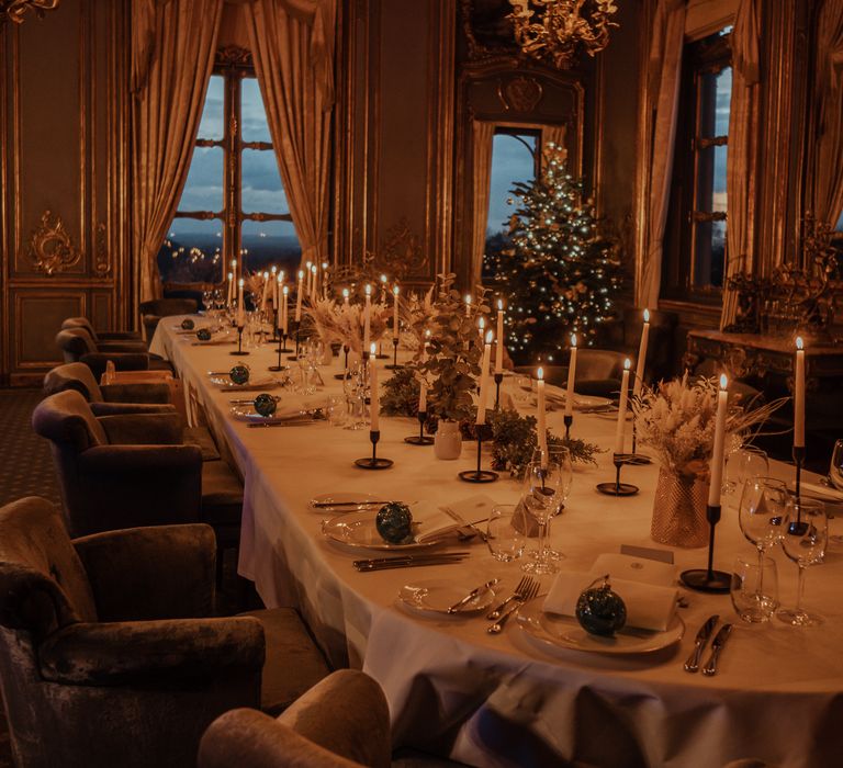 Table decor at Cliveden House for candlelit dinner 