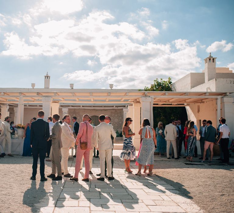 Wedding guests congregating at Masseria Potenti