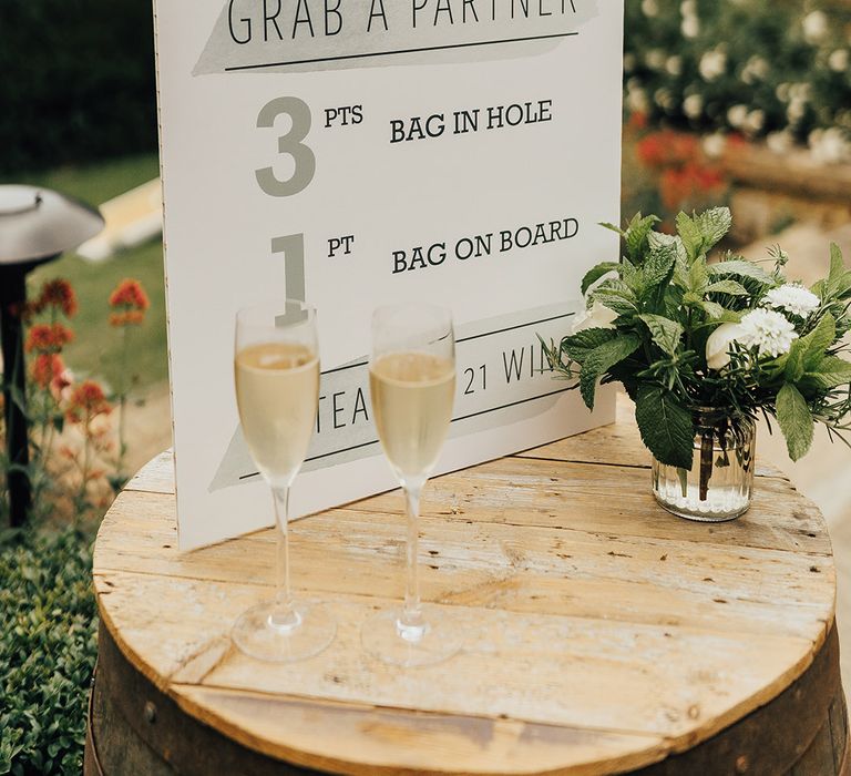 Cornhole wedding game sign 