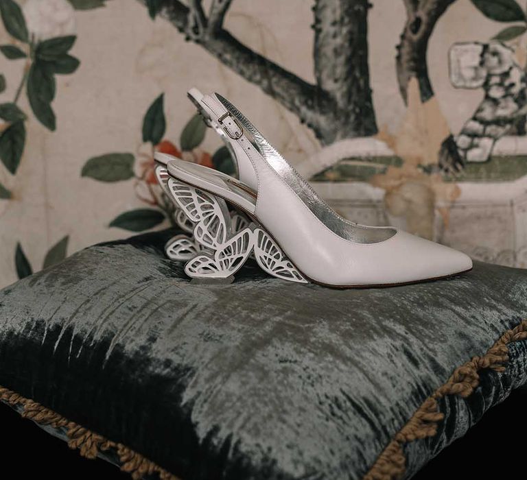 Unique butterfly heel wedding shoes 