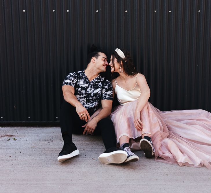 Pink tulle wedding skirt and top bridal separates 