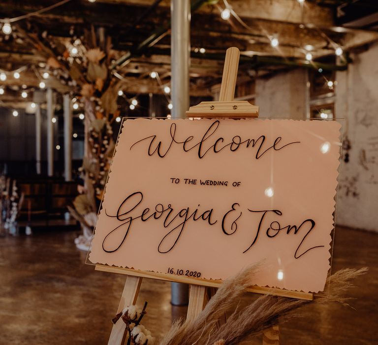 Acrylic wedding welcome sign 