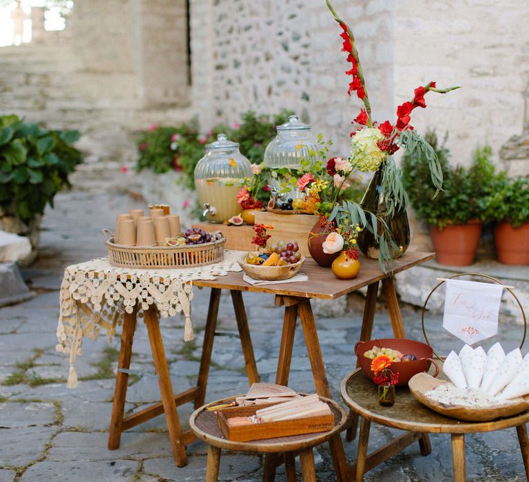 Grazing tables of fruit and local produce were dotted around the reception and ceremony for guests to enjoy