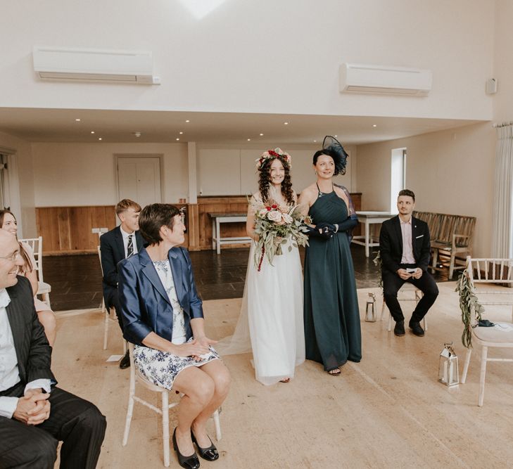 Micro wedding bridal entrance at Millbridge Court 