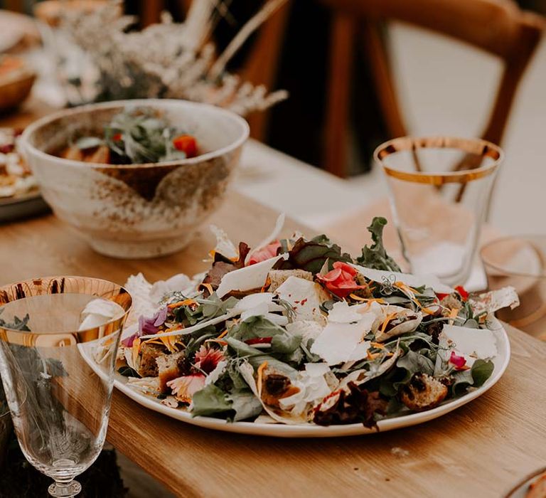 Fresh salad wedding food by Bear Claw Catering