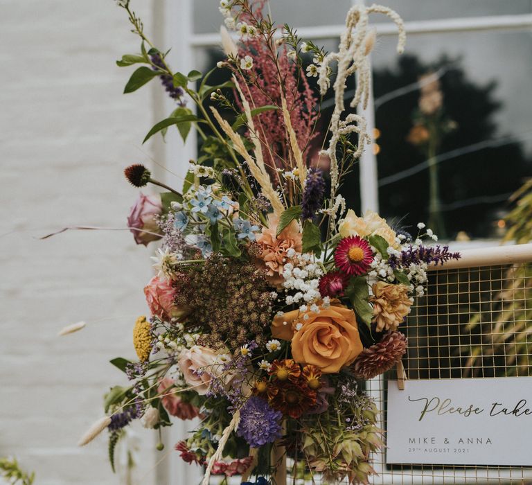 Beautiful colourful wildflower wedding decor