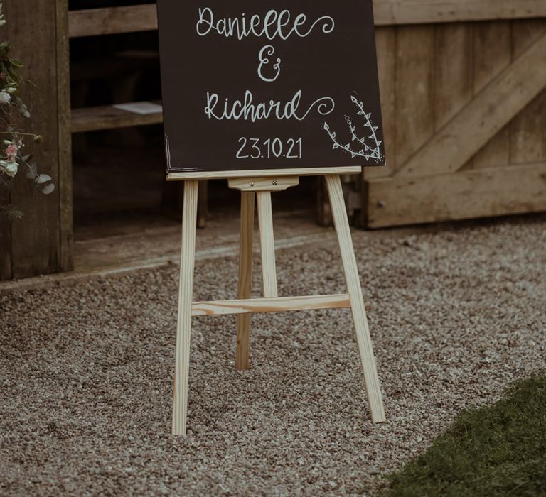 DIY chalkboard sign complete with calligraphy writing