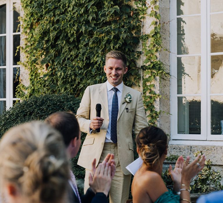 best man wedding speech at Château de Malliac destination wedding 