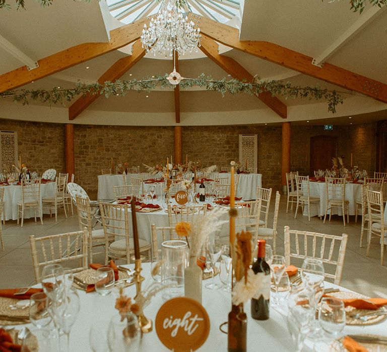 St Tewdrics House Chepstow wedding venue set up for boho autumn wedding 