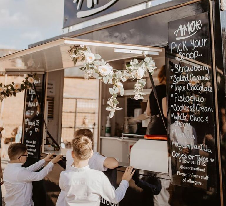 Ice cream truck outdoors for wedding guests 