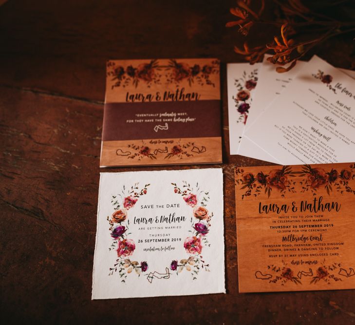 Rustic wedding stationery suite