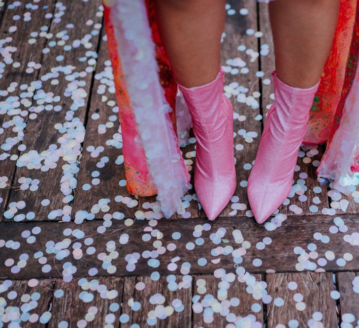 Pink bridal boots 