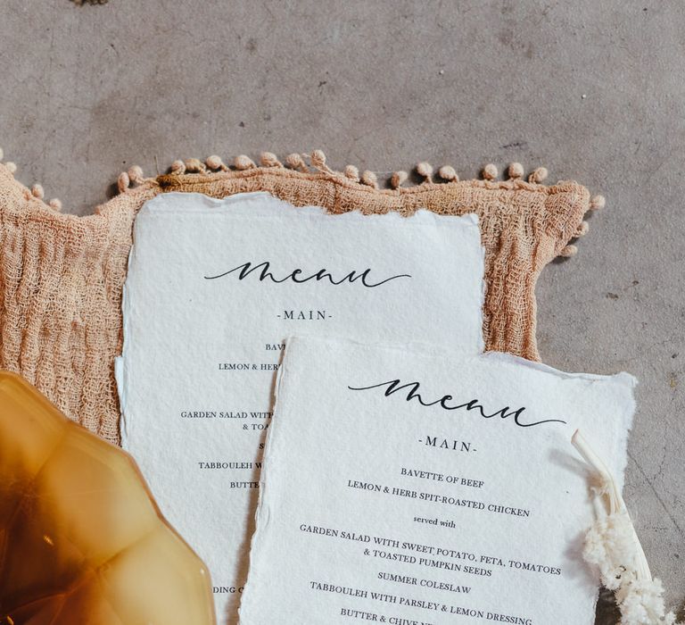 Menu cards wedding stationery 