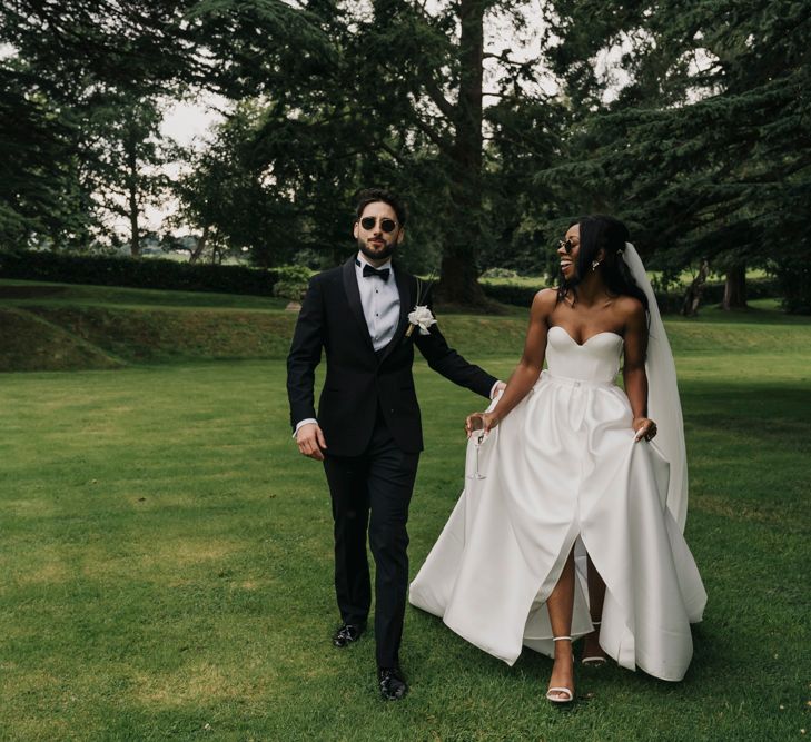 Bride and groom portrait at Garthmyl Hall