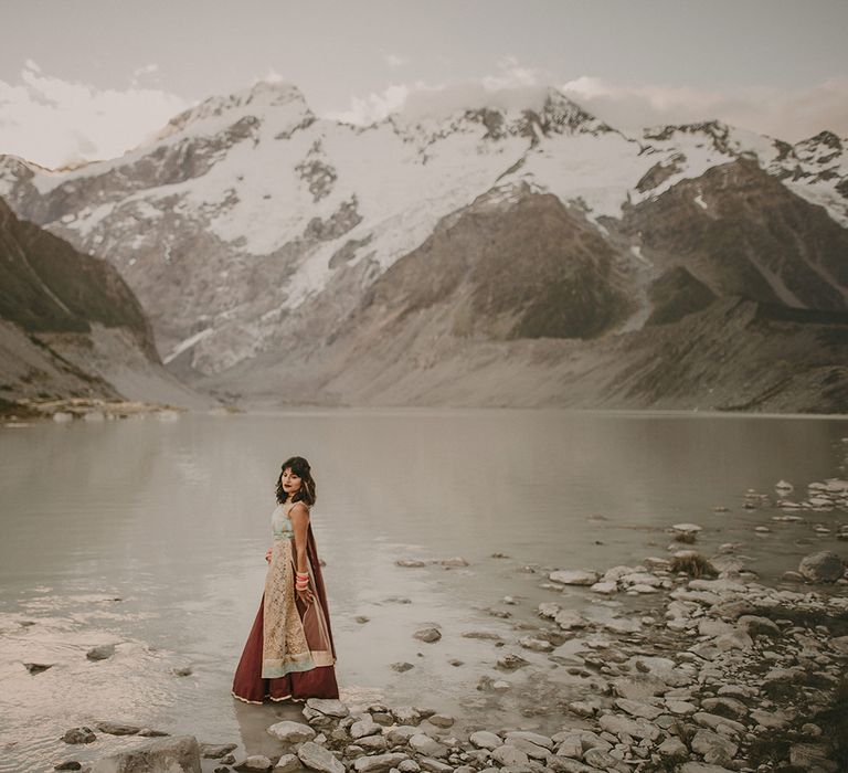 Sirjana looks beautiful at her New Zealand elopement on Mount Cook