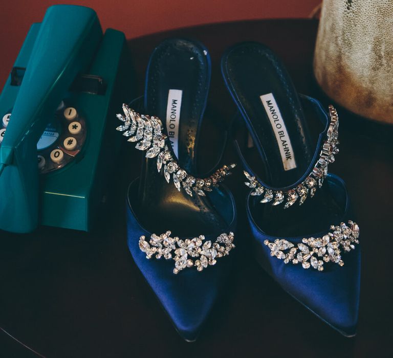 Blue Manolo Blahnik Wedding heels 