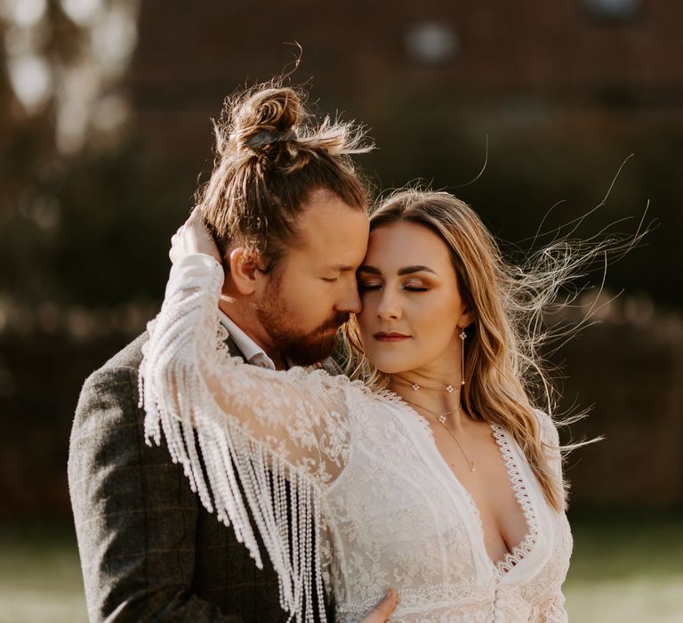 Fringe sleeve wedding dress for boho bride