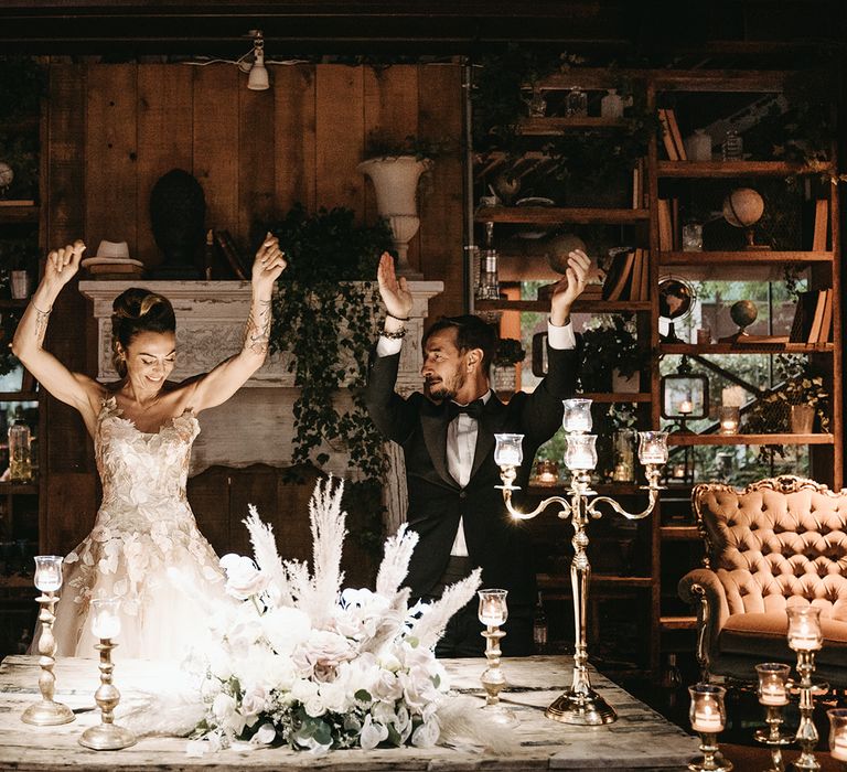 Bride & groom dance on their wedding day during reception in Italy