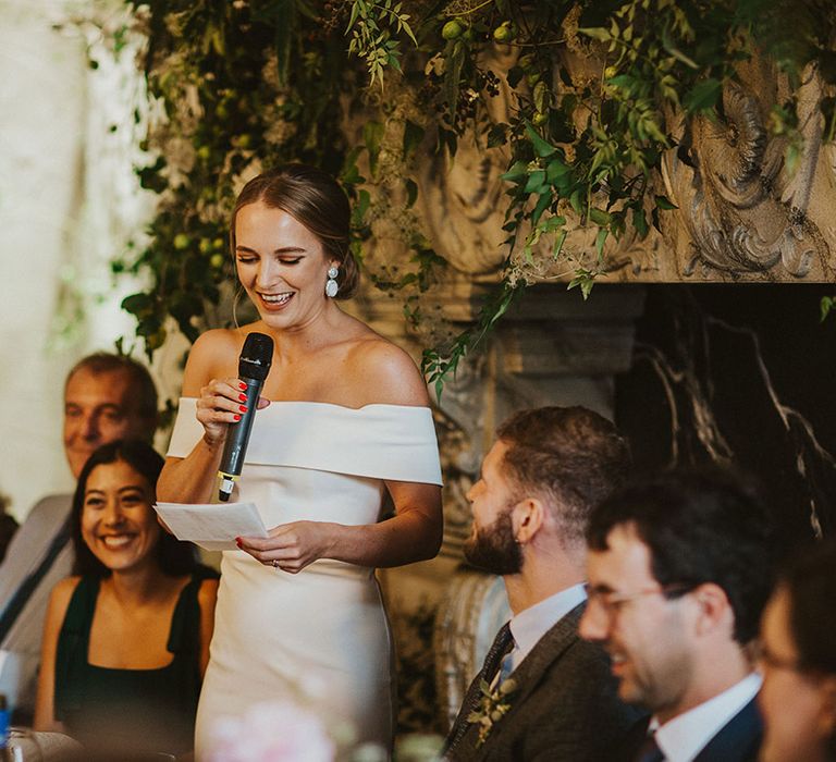 Bride makes a speech on her wedding day