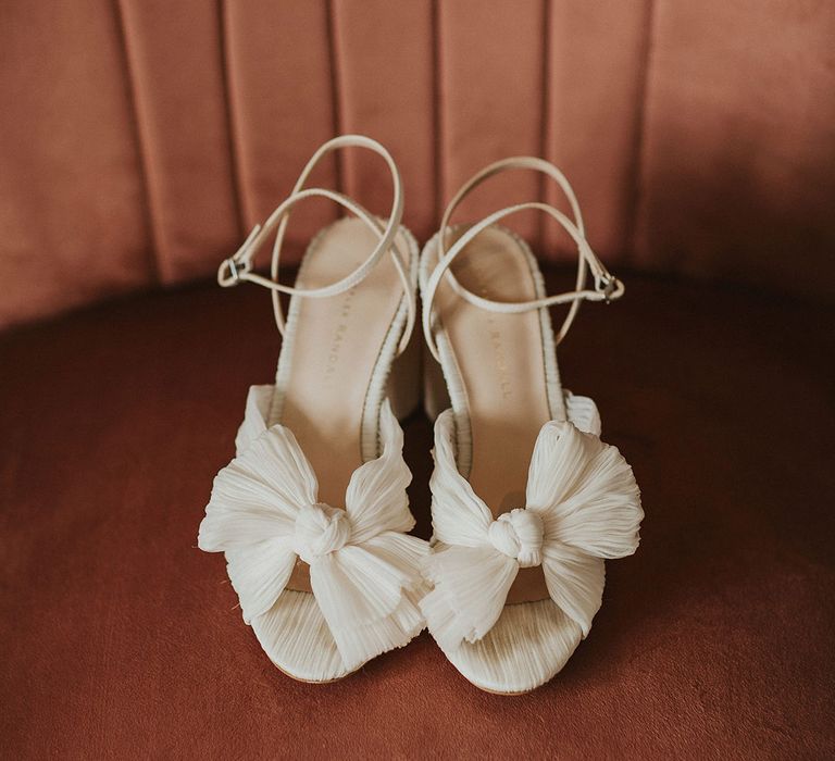 Loeffler Randall plissé-organza wedding shoes with bow detail 