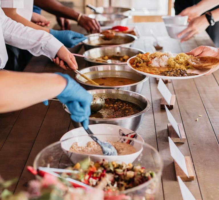 Wedding breakfast at at-home Viking themed wedding