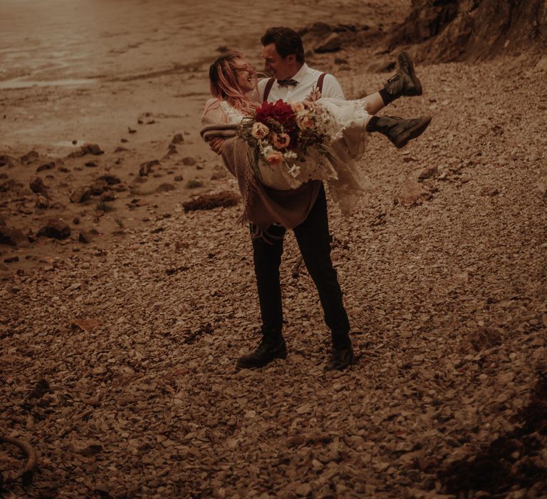 Beach elopement in the Lake District by Esme Whiteside Photography