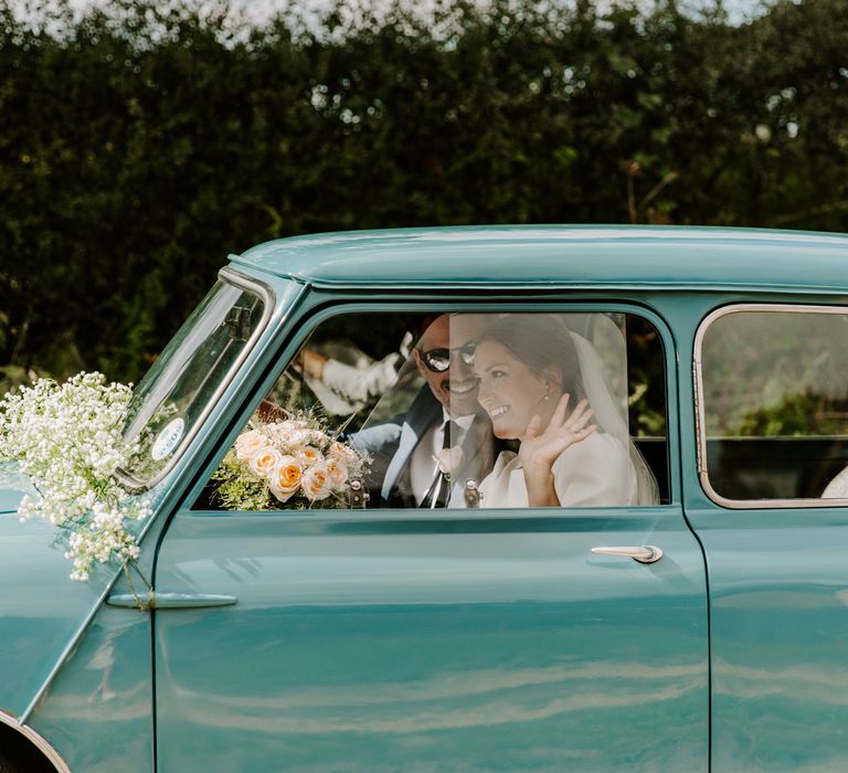 Vintage wedding car for Pylewell Park wedding