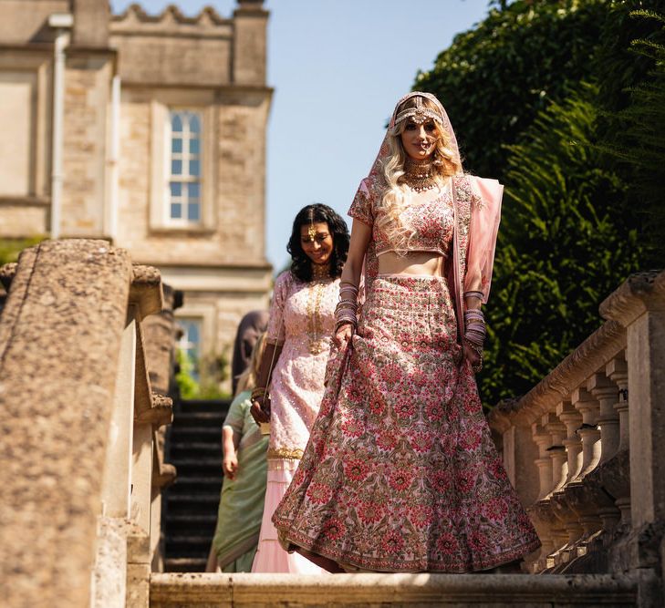 Bride walking down the Steps at The Lost Orangery 