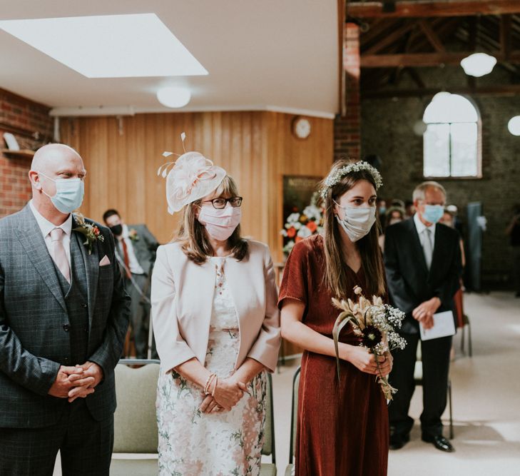 Socially distanced wedding ceremony at Horsley Evangelical Church in Surrey