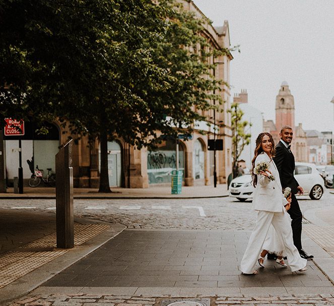 Family wedding portraits for intimate Sheffield registry office wedding 