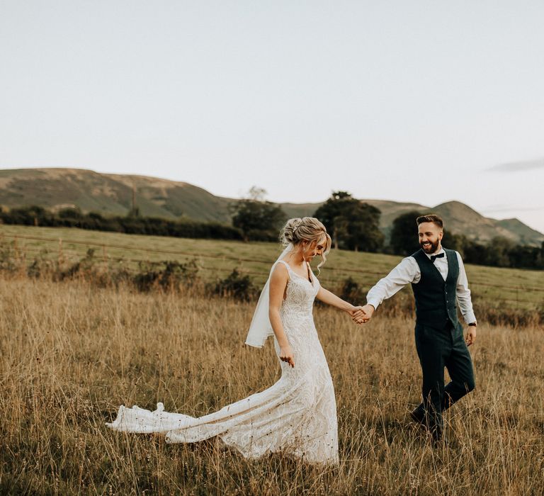 Bride and groom take a moment at Plas Dinam country house venue