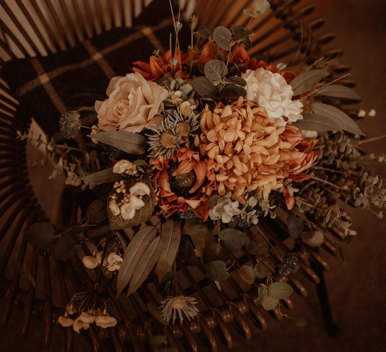 Floral bouquet complete with Autumnal colours