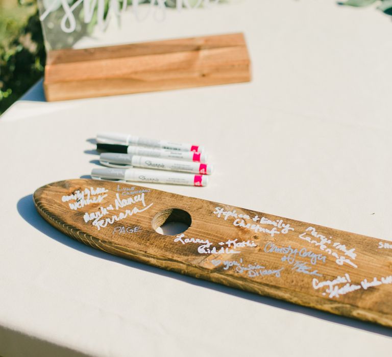 Wooden shotski wedding guest book idea 