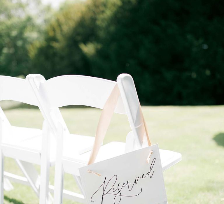 Reserved wedding chair sign 