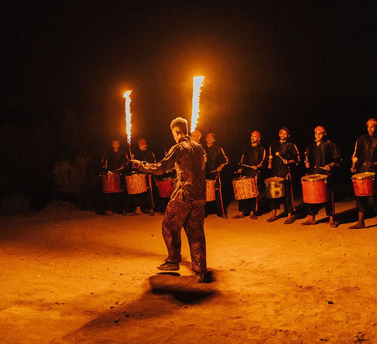 Fire flame thrower wedding entertainment for the evening reception 