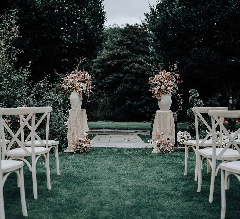 Simple outdoor wedding ceremony set up at The Holford Estate 