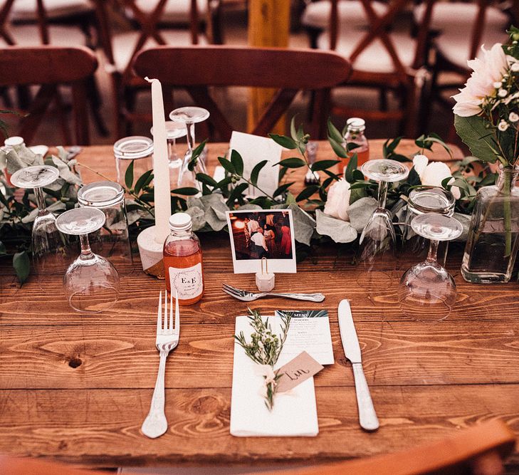 Polaroid wedding table setting