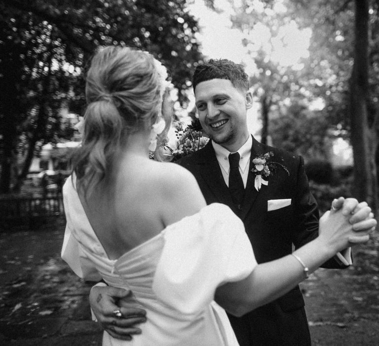 Bride and groom's first dance in London